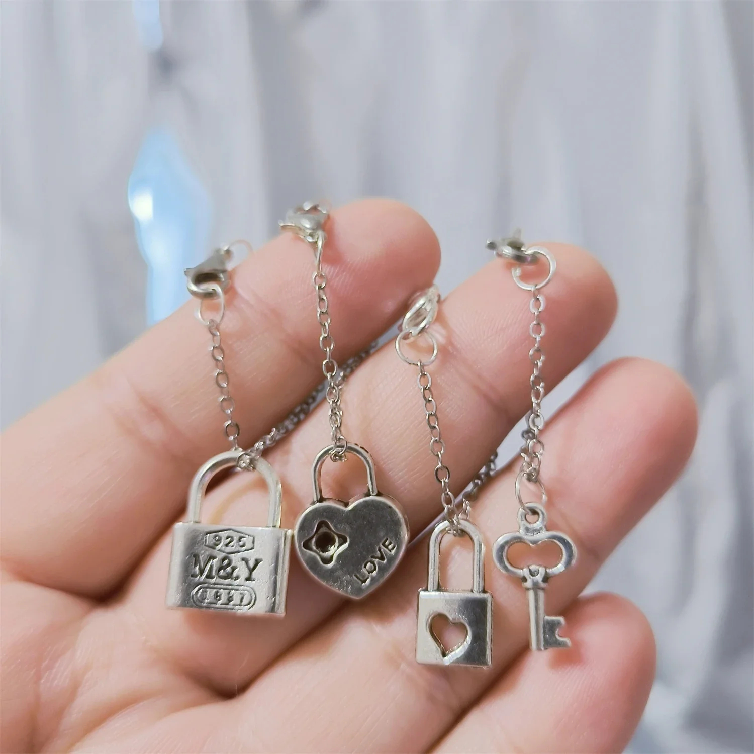 For BJD 1/6 Scale Blyth OB Doll Size Simulation Heart Lock Key Necklace Mini Tiny Accessories Decoration Alloy Prop Fashion